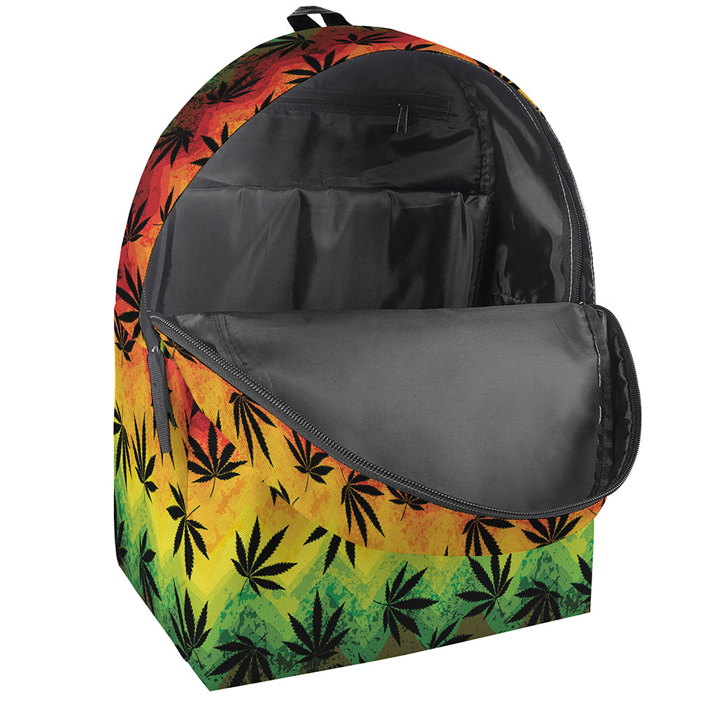 Cannabis Rasta Pattern Print Backpack