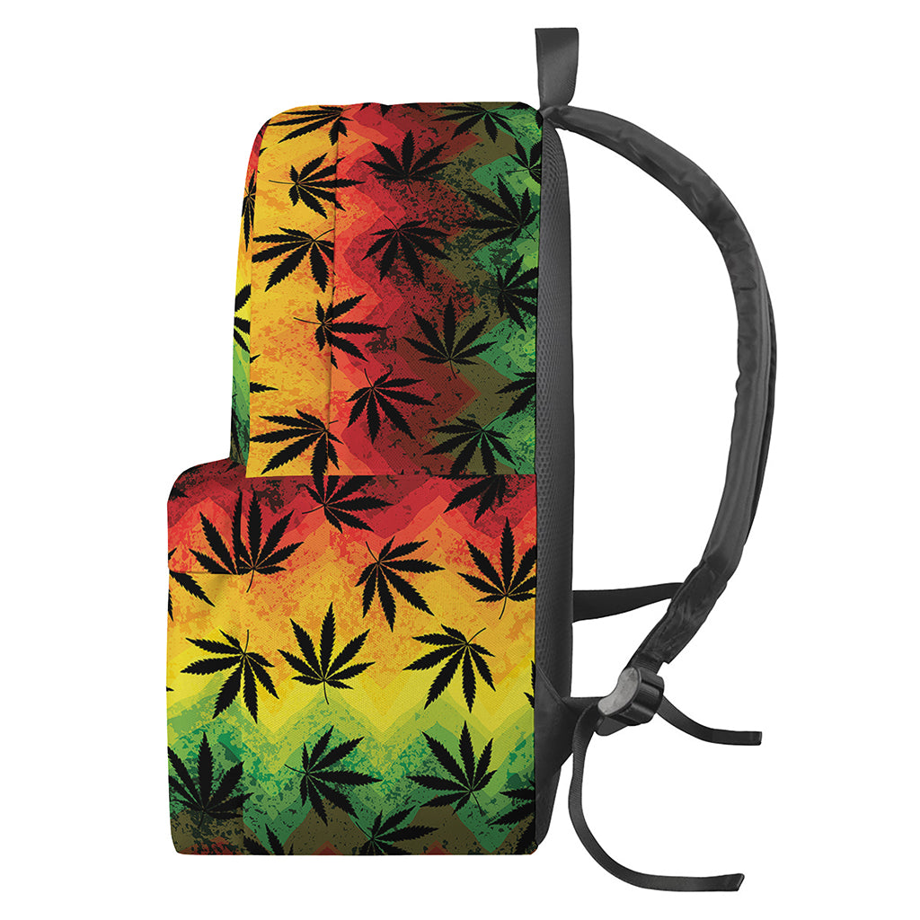 Cannabis Rasta Pattern Print Backpack