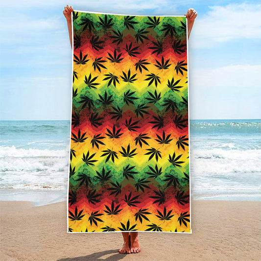 Cannabis Rasta Pattern Print Beach Towel