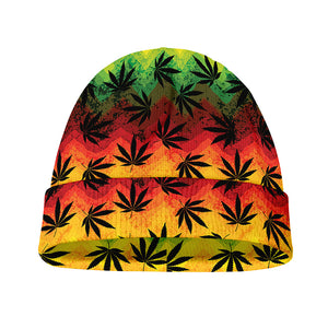 Cannabis Rasta Pattern Print Beanie