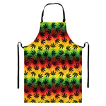 Cannabis Rasta Pattern Print Bib Apron With Pocket