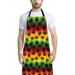 Cannabis Rasta Pattern Print Bib Apron With Pocket