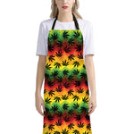 Cannabis Rasta Pattern Print Bib Apron With Pocket