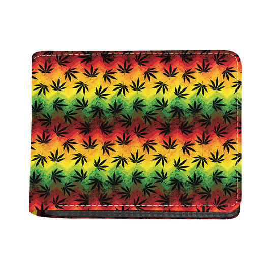Cannabis Rasta Pattern Print Bifold Wallet