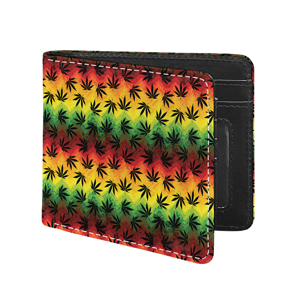Cannabis Rasta Pattern Print Bifold Wallet