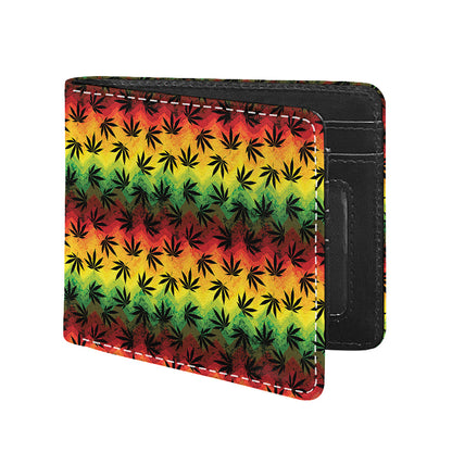 Cannabis Rasta Pattern Print Bifold Wallet