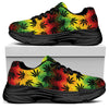 Cannabis Rasta Pattern Print Black Chunky Shoes