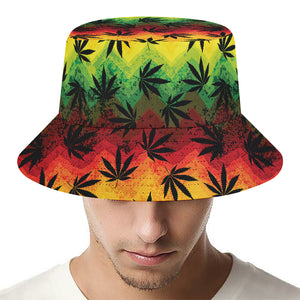 Cannabis Rasta Pattern Print Bucket Hat