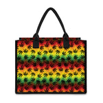 Cannabis Rasta Pattern Print Canvas Tote Bag