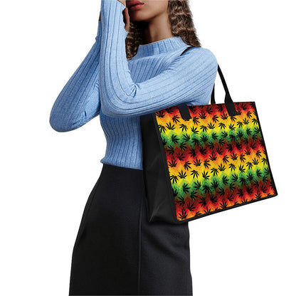 Cannabis Rasta Pattern Print Canvas Tote Bag