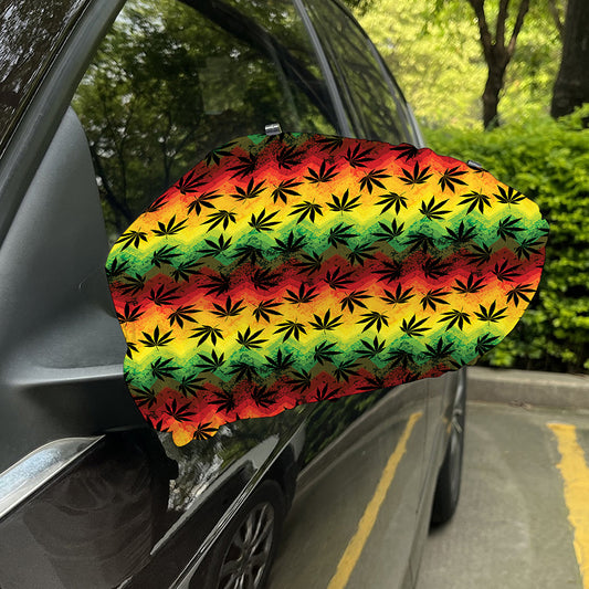 Cannabis Rasta Pattern Print Car Side Mirror Covers