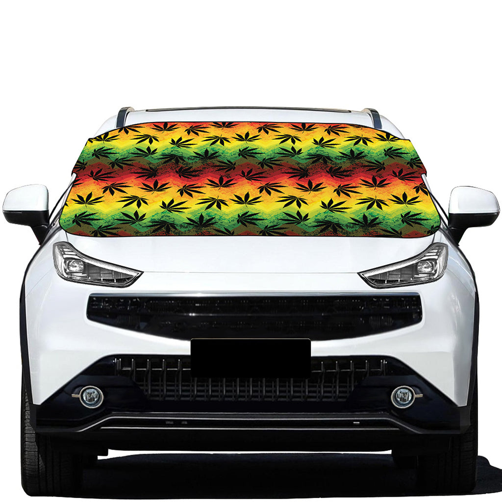 Cannabis Rasta Pattern Print Car Windshield Snow Cover