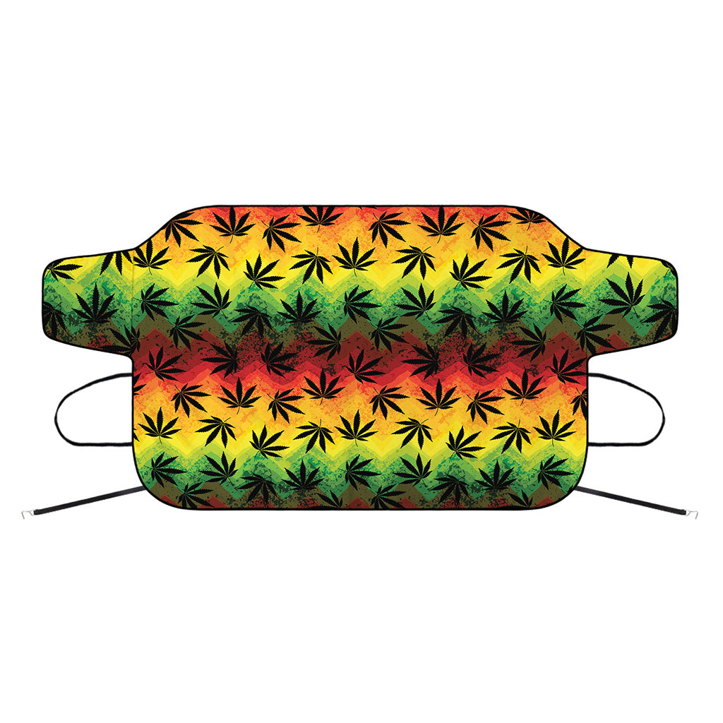 Cannabis Rasta Pattern Print Car Windshield Snow Cover