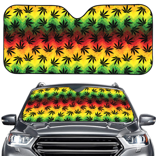 Cannabis Rasta Pattern Print Car Windshield Sun Shade