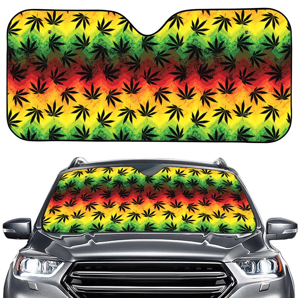 Cannabis Rasta Pattern Print Car Windshield Sun Shade