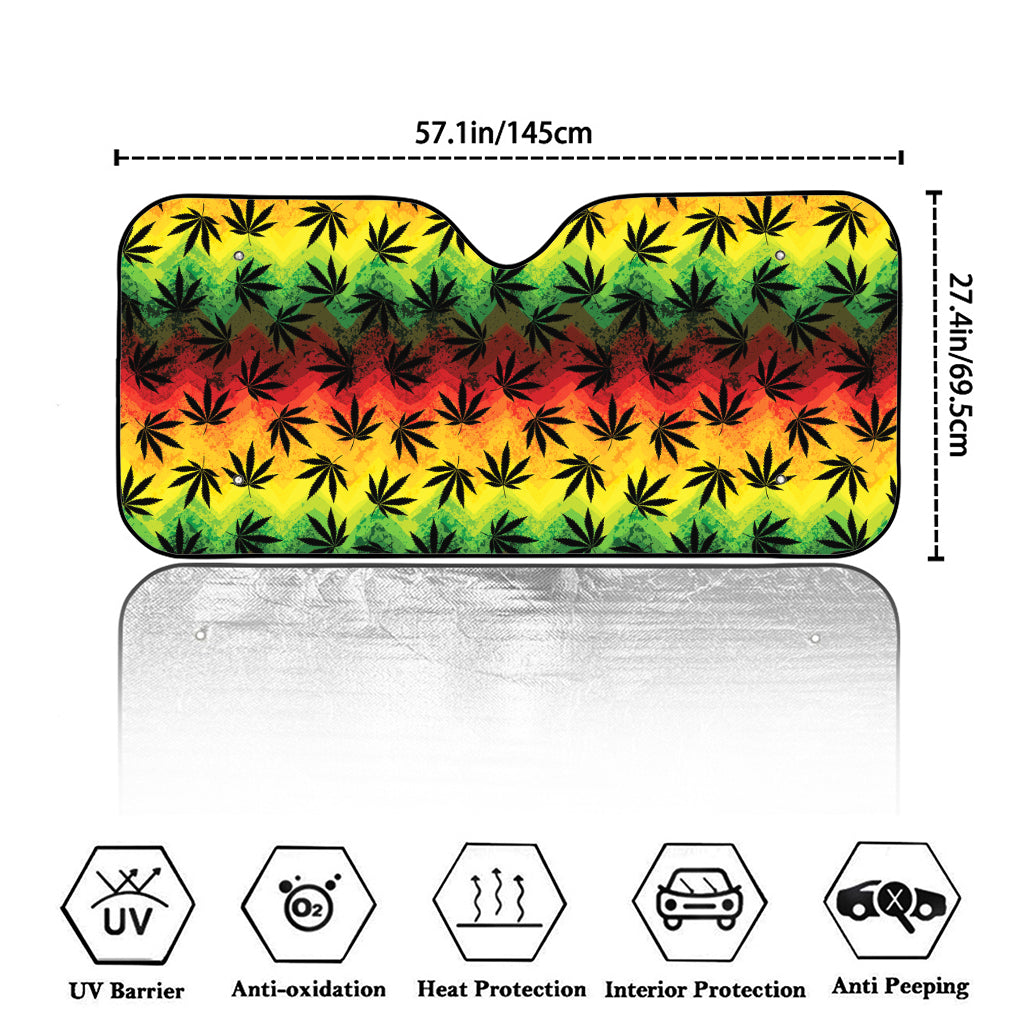 Cannabis Rasta Pattern Print Car Windshield Sun Shade