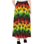 Cannabis Rasta Pattern Print Chiffon Maxi Skirt