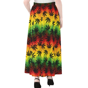 Cannabis Rasta Pattern Print Chiffon Maxi Skirt