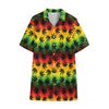 Cannabis Rasta Pattern Print Cotton Hawaiian Shirt