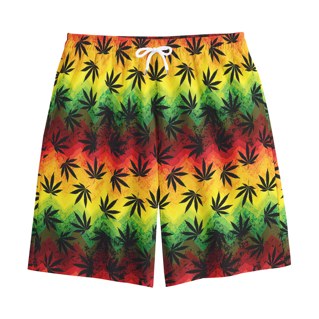 Cannabis Rasta Pattern Print Cotton Shorts