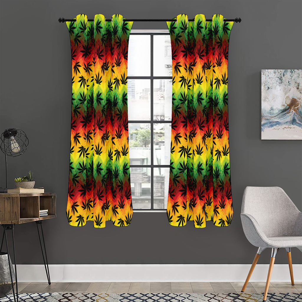 Cannabis Rasta Pattern Print Curtain