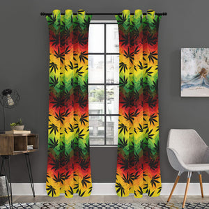 Cannabis Rasta Pattern Print Curtain