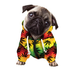 Cannabis Rasta Pattern Print Dog Zip Up Hoodie