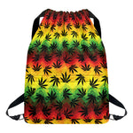 Cannabis Rasta Pattern Print Drawstring Backpack