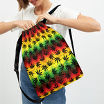 Cannabis Rasta Pattern Print Drawstring Backpack