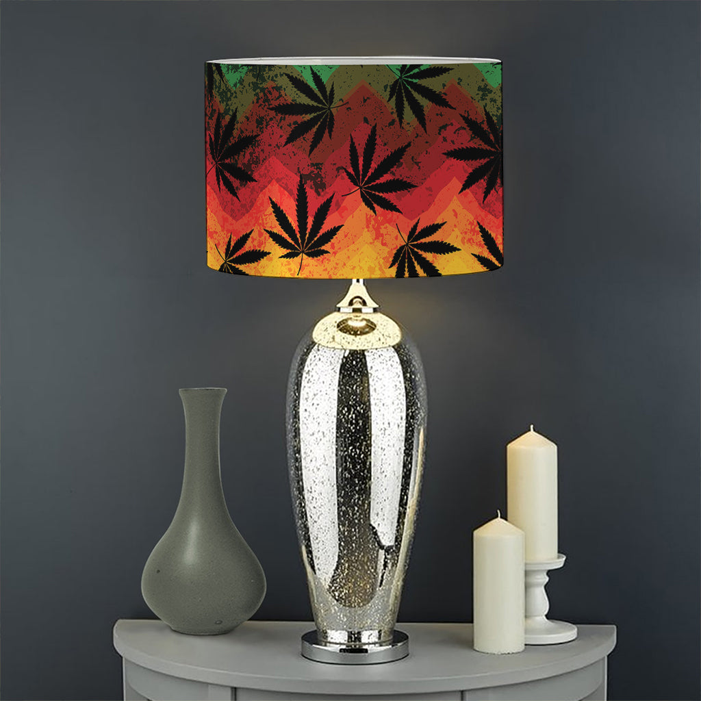 Cannabis Rasta Pattern Print Drum Lamp Shade