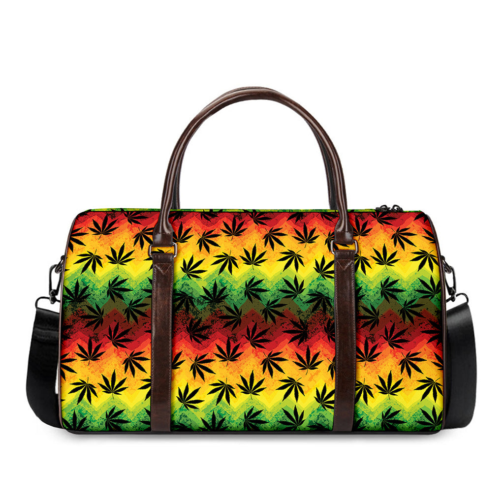 Cannabis Rasta Pattern Print Duffle Bag