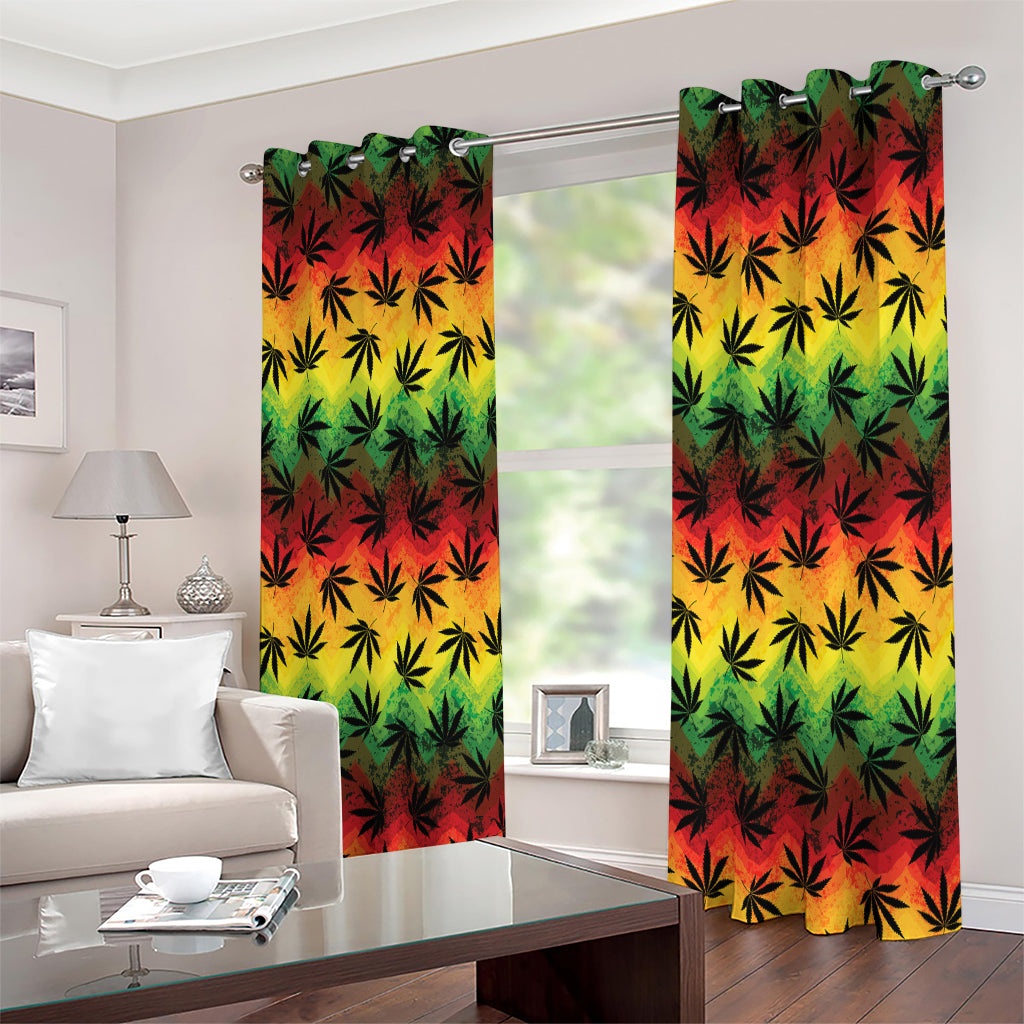 Cannabis Rasta Pattern Print Extra Wide Grommet Curtains