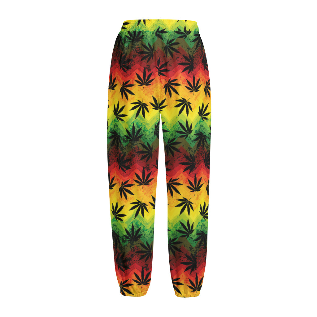 Cannabis Rasta Pattern Print Fleece Lined Knit Pants