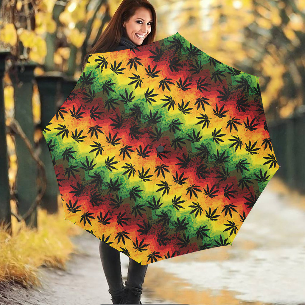 Cannabis Rasta Pattern Print Foldable Umbrella