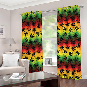 Cannabis Rasta Pattern Print Grommet Curtains