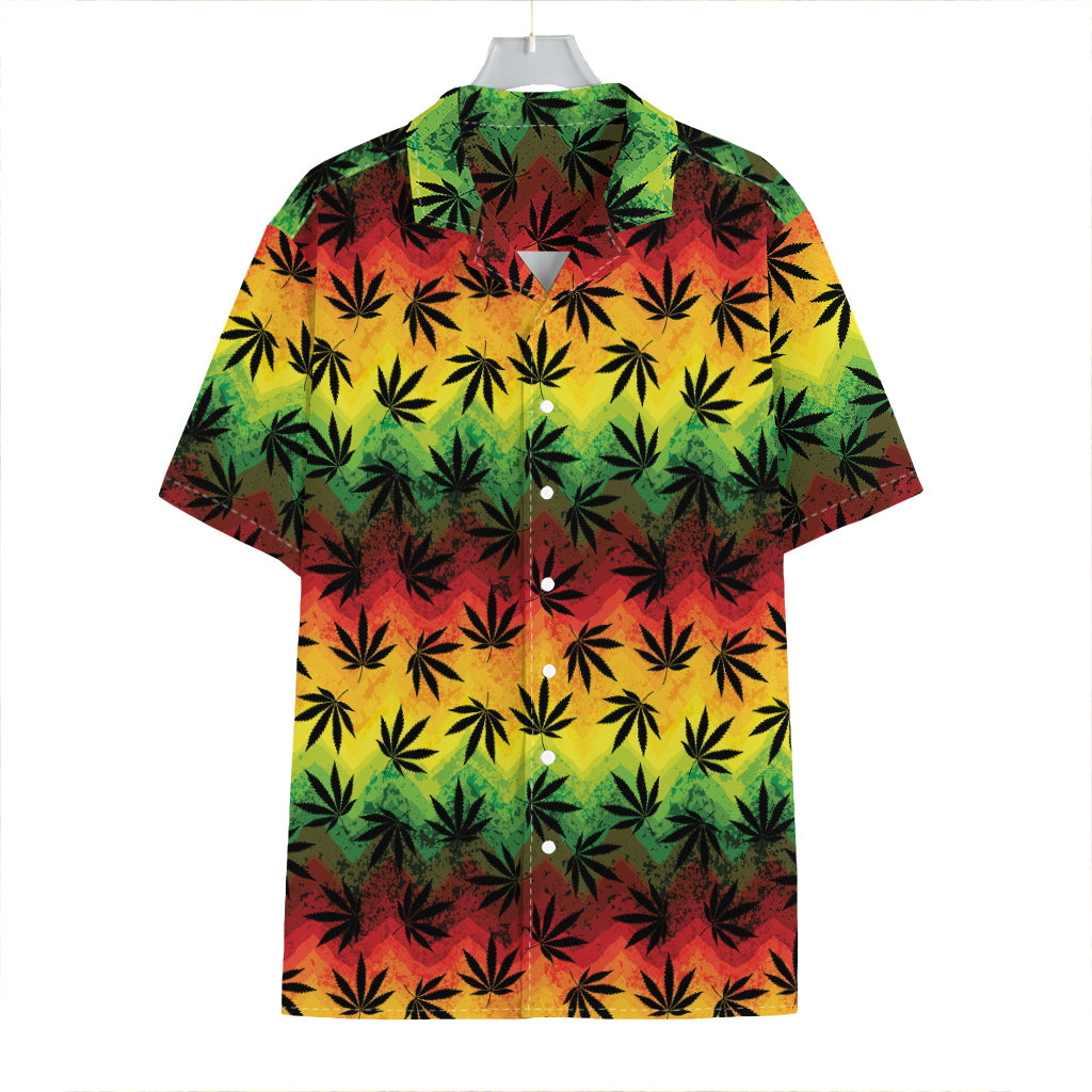 Cannabis Rasta Pattern Print Hawaiian Shirt