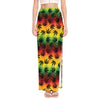 Cannabis Rasta Pattern Print High Slit Maxi Skirt