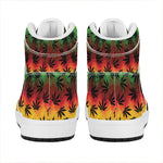 Cannabis Rasta Pattern Print High Top Leather Sneakers