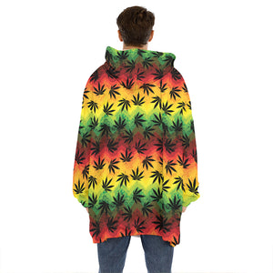 Cannabis Rasta Pattern Print Hoodie Blanket