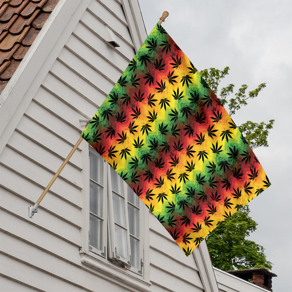 Cannabis Rasta Pattern Print House Flag