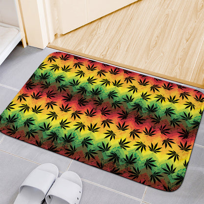 Cannabis Rasta Pattern Print Indoor Door Mat