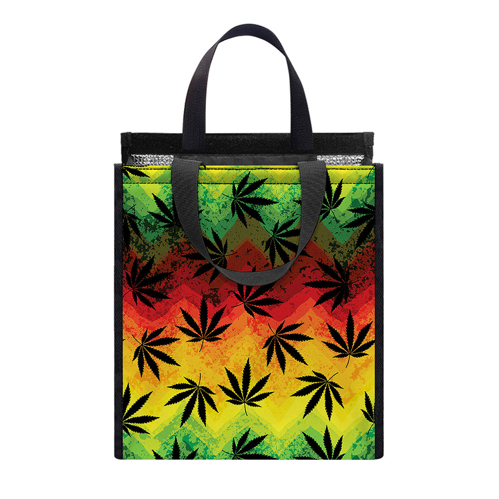 Cannabis Rasta Pattern Print Insulated Lunch Tote