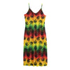 Cannabis Rasta Pattern Print Jersey Midi Cami Dress