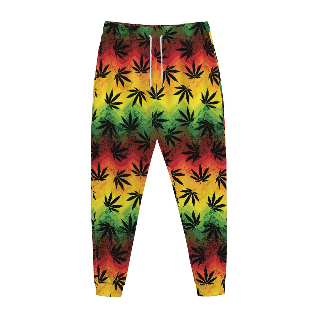 Cannabis Rasta Pattern Print Jogger Pants