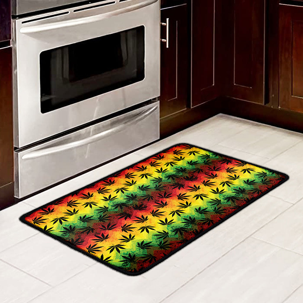 Cannabis Rasta Pattern Print Kitchen Mat