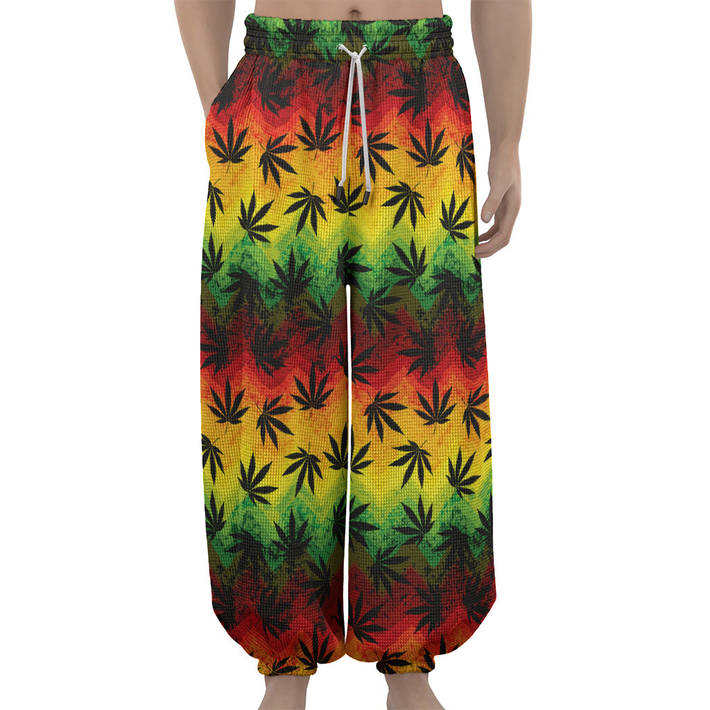 Cannabis Rasta Pattern Print Lantern Pants