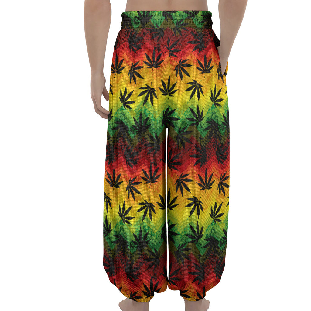 Cannabis Rasta Pattern Print Lantern Pants