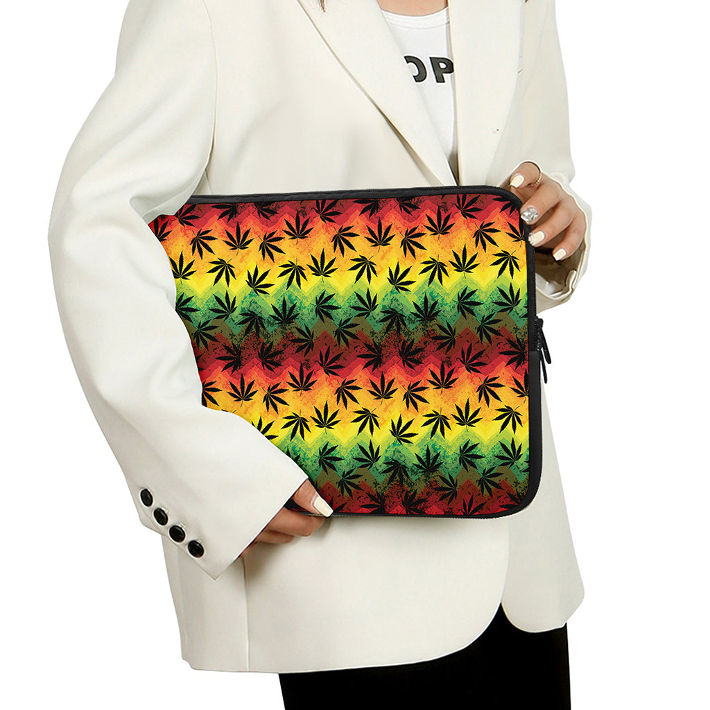 Cannabis Rasta Pattern Print Laptop Sleeve