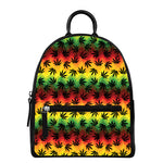 Cannabis Rasta Pattern Print Leather Backpack