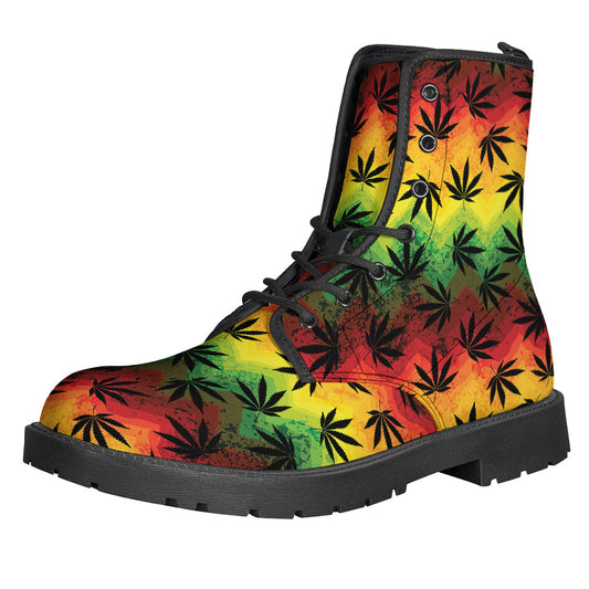 Cannabis Rasta Pattern Print Backpack